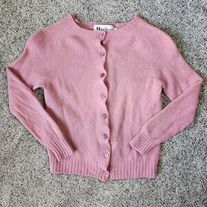 Harley of Scotland Cardigan Womens Medium Pink Geelong Lambswool Knit GUC